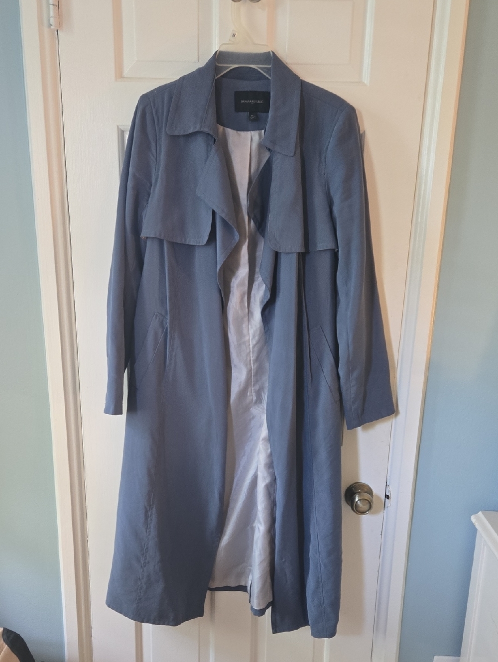 Banana Republic Slate Blue Long Trench Coat